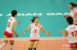 图文-中国女排夺亚运冠军中国队员庆祝得分