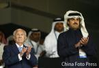 图文-亚运男足决赛伊拉克VS卡塔尔萨翁与亚组委主席