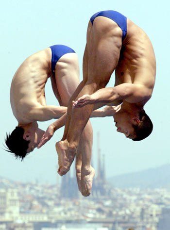 图文-王天凌\/王峰列游泳世锦赛男子双人3米板