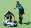 图文-冠军杯中国女曲1比0韩国韩国队员受伤倒地