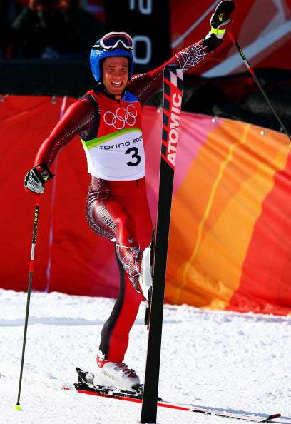图文-高山滑雪男子大回转赛冠军莱希可爱至极