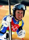 图文-女子高山滑雪超级大回转瑞典选手遗憾表情