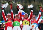 图文-冬奥颁奖图大全冬季两项女子4x6公里俄罗斯夺冠