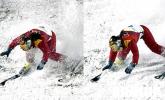 图文-自由式滑雪女子空中技巧郭心心摔倒连续瞬间