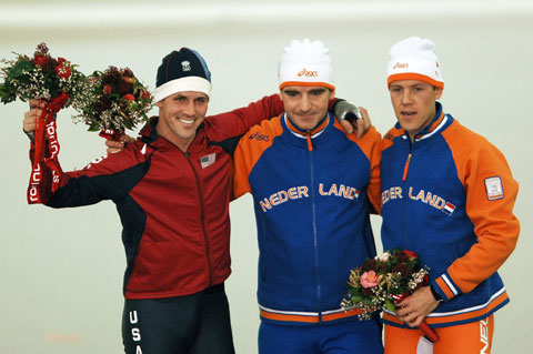 图文-冬奥颁奖图大全速滑男子10000米德容夺冠