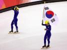 图文-短道速滑女子1000米决赛韩国队一喜一忧