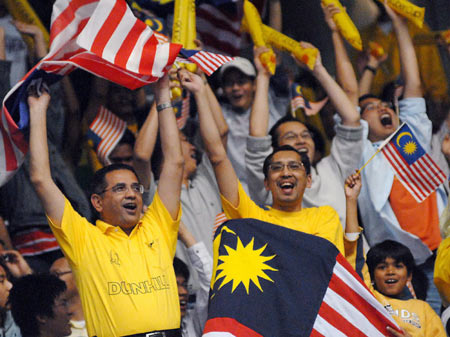 图文-汤杯半决赛丹麦VS马来西亚大马球迷忘情助阵