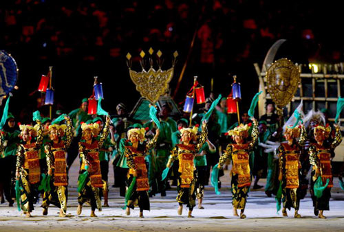 图文-多哈开幕式演绎亚洲风情亚洲人民齐聚首