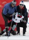 图文-越野滑雪女子短距离自由式哈萨克人不慎摔倒