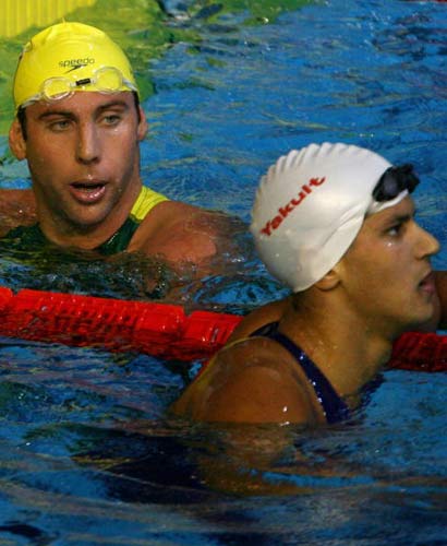 图文-世锦赛27日男子游泳预赛 哈克特:他比我快