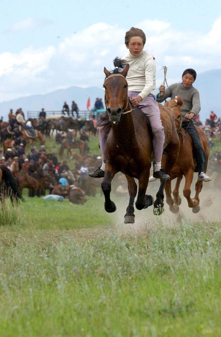 图文-传统的草原赛马会 哈萨克族帅小伙一马领