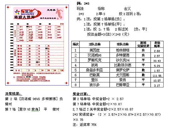 北京体彩中心单场赔率足球彩票-自选过关玩法