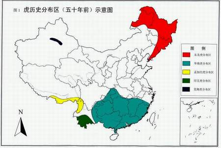 老虎在中国的分布
