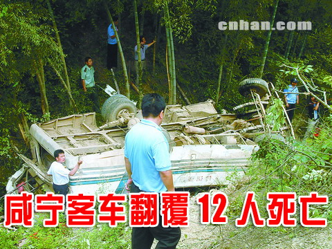 咸宁市崇阳中巴翻下山沟造成12人死亡8人受伤