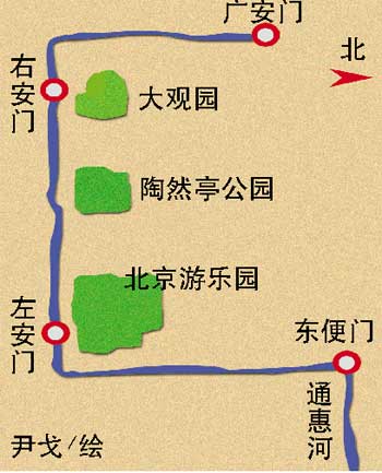 北京护城河路线图图片