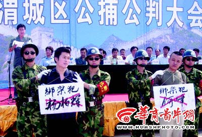 咸阳召开公捕公判大会,绑架犯杨柏辉,何峰被执行死刑,申鹏等30名犯罪