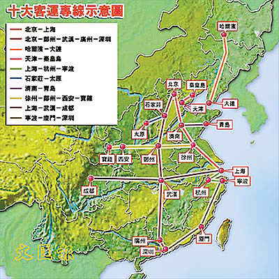 中國鐵路將開10條客運專線 京-深只需十個鍾