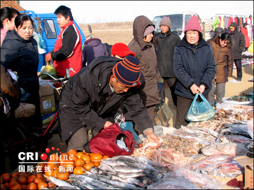 春节前阿荣旗农民热赶集市忙购年货(图)