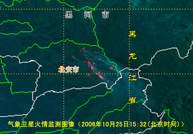 卫星遥感:黑龙江省黑河市北安市出现多处火点