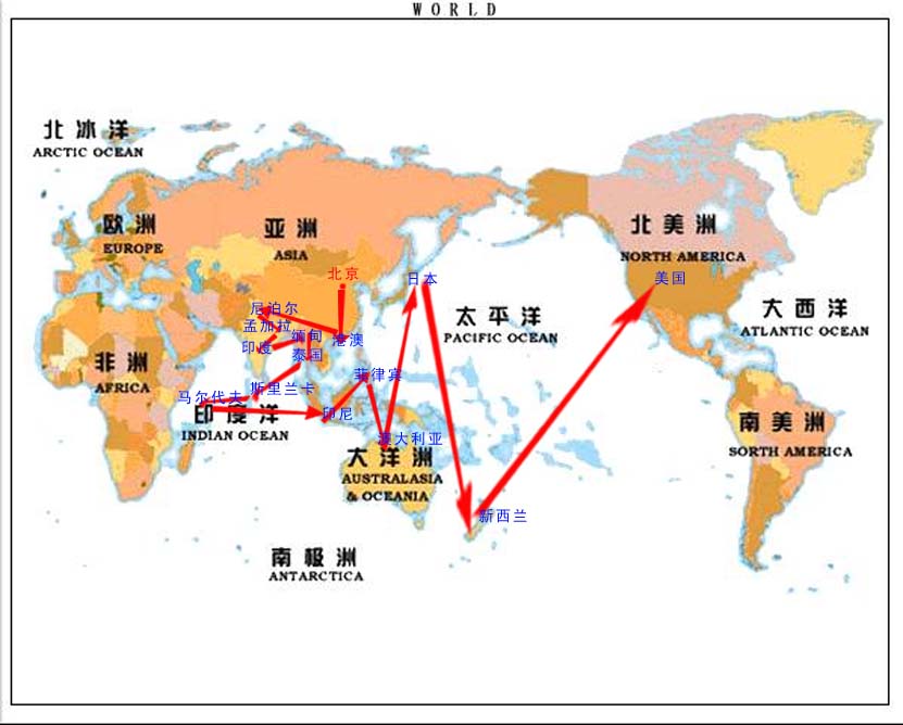 澳大利亞,印度,泰國,美國;斯里蘭卡,馬爾代夫可辦落地籤,日本的過境