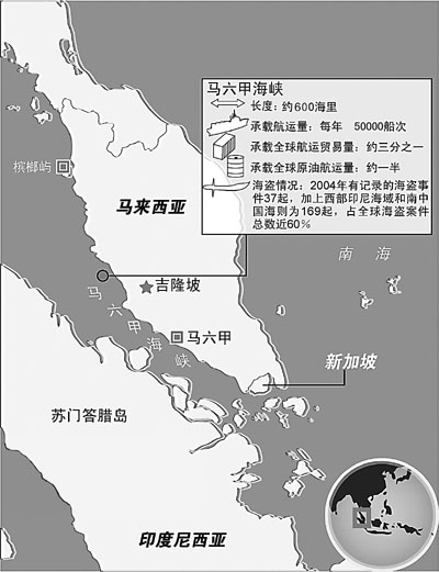 馬六甲海峽地理示意圖隨著世界石油價格的不斷攀升,與石油運輸有關的