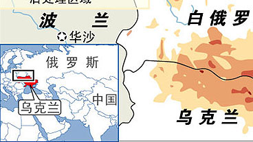 切尔诺贝利核泄露影响范围示意图