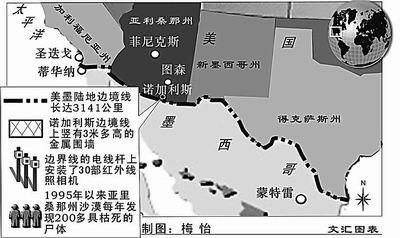 美墨边境地图图片