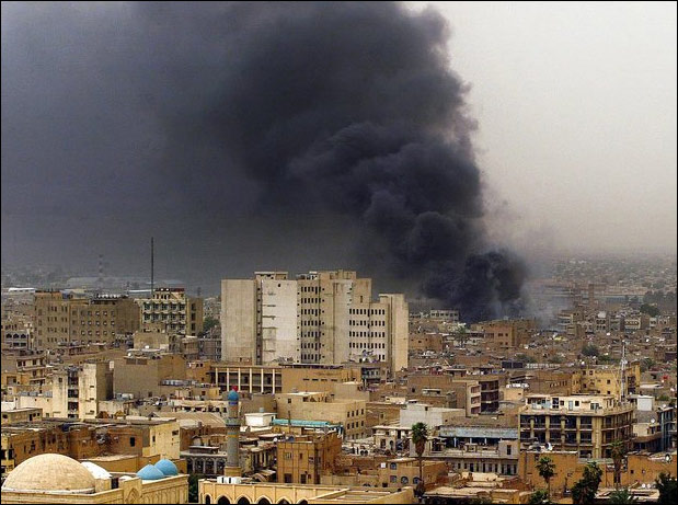 美国空袭巴格达图片