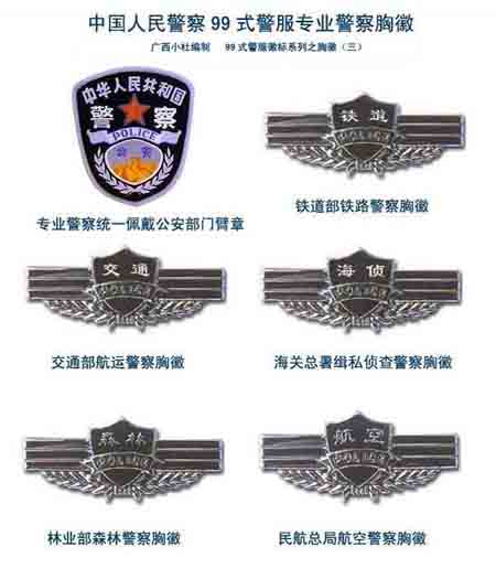99式警服的专业胸徽99式警服的警监警衔